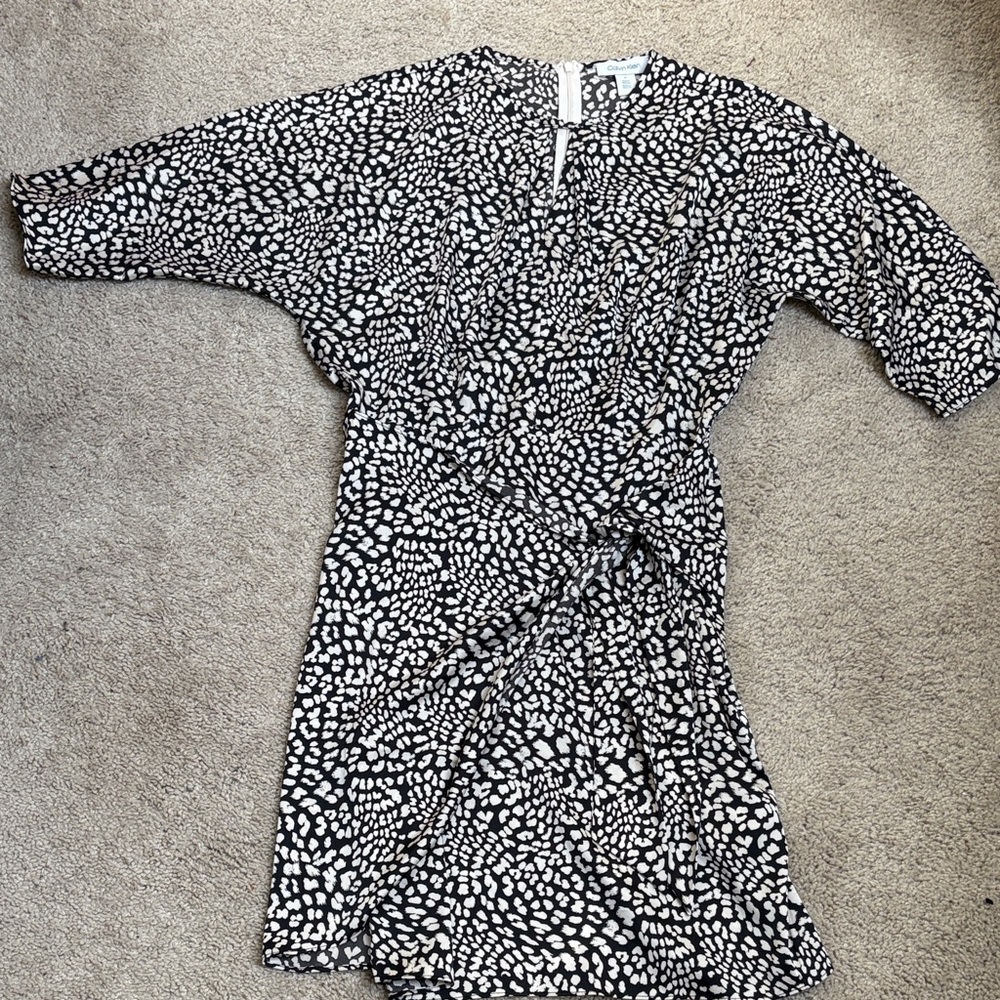 Calvin Klein Black and White Patterned Dress